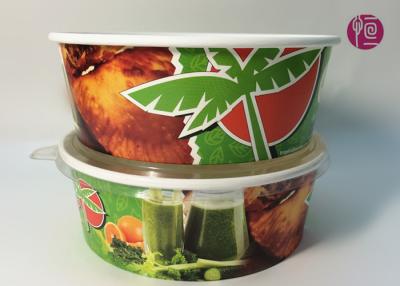 China Custom Logo Flexo Print Paper Salad Bowls Disposable 44oz With Lid for sale