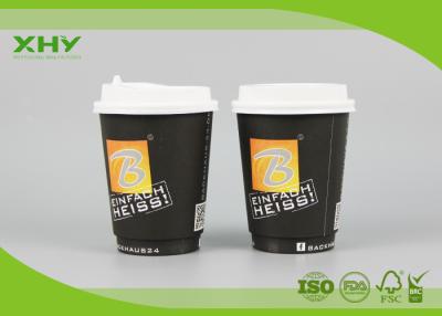 China Disposable 12oz 400ml FSC Certificated Double Wall Paper Cups with Black/White Covers for sale