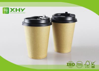 China 12oz 400ml FDA Certificated Eco-friendly Plain Kraft Brown Single Wall Paper Cups with Lids for sale