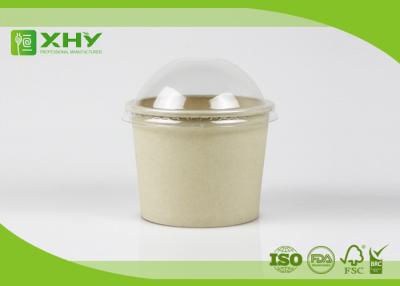 China 12oz 400ml FDA Certificated Eco-friendly Plain Bamboo Kraft Brown Disposable Ice Cream Cups with Lids for sale