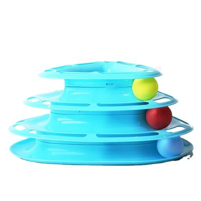 China Cat Pet Toy With Balls Viable Plastic Turntable Sports Detachable Triple Tower for sale