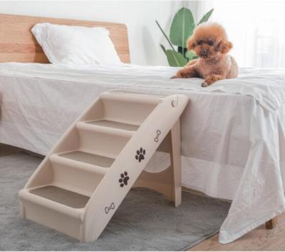 China Pet Viable Ladder Plastic Dog Ladder Dog Stairs Foldable For Small Size Dog&Pet With Soft Mat 4 Steps for sale