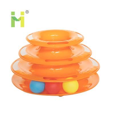 China Cat Pet Toy With Balls Viable Plastic Turntable Sports Detachable Triple Tower for sale