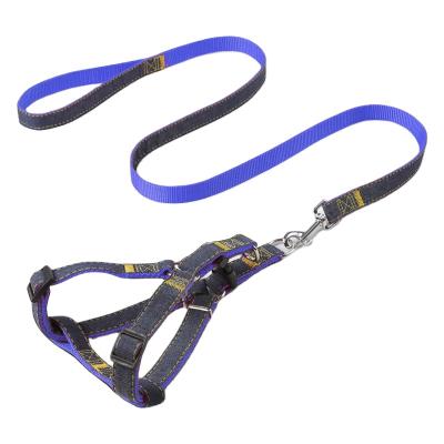 China Jean Puppy Dog Harnesses Dog Harness and Leash Set for Cat Dog Pug Small Medium Lead Walking Leash for sale