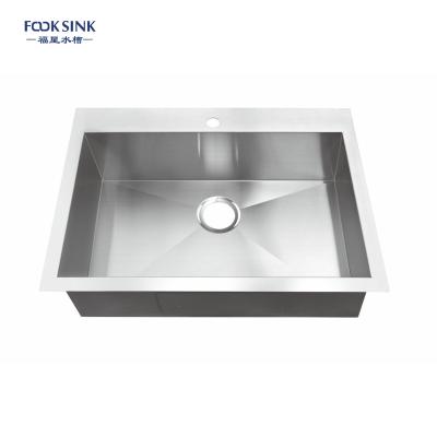 China Without Faucet Good Quality Satin Finish Topmount SUS304 Stainless Steel Single Bowl Kitchen Sink for sale