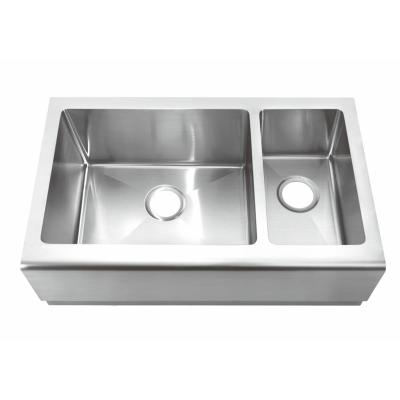 China Without Faucet Double Bowl Farmhouse Apron Drop Down Stainless Steel Farmhouse Apron Kitchen Sink for sale