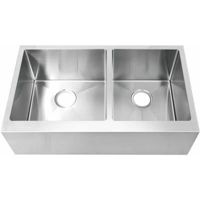 China Without Faucet Beige Farmhouse Bowl 32 Inch Apron Front Kitchen Double Sink Stainless Steel Kitchen Sink for sale