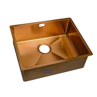 China Copper Free Faucet Single Brushed Nano Finish Undermount Copper Single Kitchen Sinks for sale