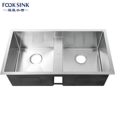 China Without America Standard Kitchen Faucet SUS 304 Undermount Double Bowl Deep Sink for sale