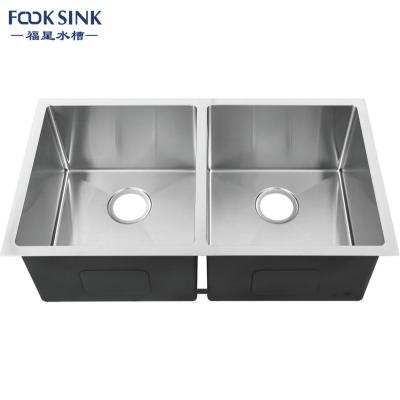 China Without Faucet Design Kitchen Double Bowl Undermount Stainless Steel Corner Sink for sale