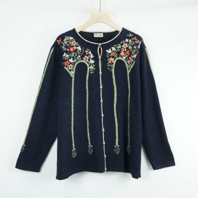 China New Breathable Bold Floral Black Apparel Blouse Custom Made Hand Embroidered Womens Cardigan 2020 For Women for sale