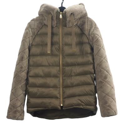 China Durable Quilting Zipper Womens Coats 2020 Faux Rabbit Fur Coats Girls Winter Coat Cotton Quilted Jacket for sale