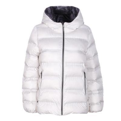 China Waterproof Wear On Both Sides Women Down Jacket Winter Jacket Woman's White Down Coat Hood Check for sale