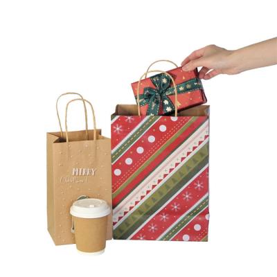 China MZ New Design Recyclable Christmas Kraft Paper Gift Bag With Handle Christmas Gift Kraft Paper Bags Custom Logo for sale