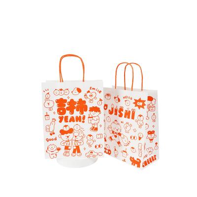 China MZ Paper Carrier Bag Recyclable Promotional Fast Food Take Out Cafe Beverage Bakery Takeaway Food Packaging Paper Bags With Logo for sale