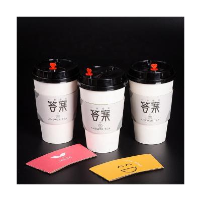 China MZ 16oz Boba Bubble Milk Disposable Tea Cups With Insulated Logo Printing Cup Sleeves Takeout Customized Packaging Cups for sale