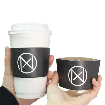 China Custom Recyclable Insulated Coffee Sleeves Take Out Paper Cup Sleeves Corrugated Paper Cup Sleeve With Logo Printing Customized for sale