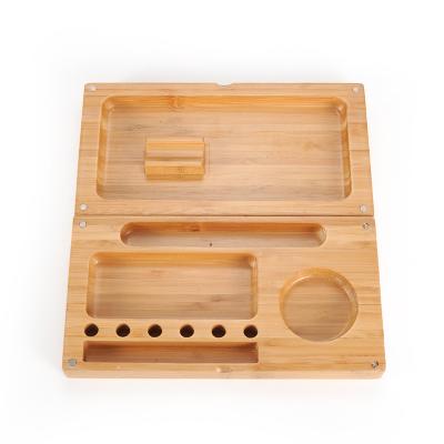 China Custom Logo Backflip Magnetic Foldable Wooden Bamboo Rolling Tray for sale