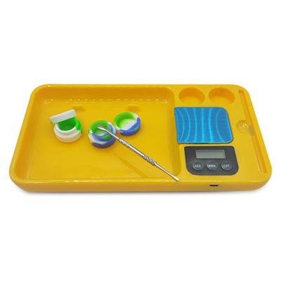 China Led Tobacco Tray Smoking LED Rolling Tray Herb Tray with Silicone Pot and Scale for sale