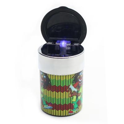 China Durable Solar Powered Led Car Glow Light Ashtray Plastic Colorful Printing Luminous Ashtray for sale