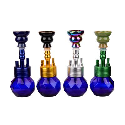 China Small/Deluxe 9.5 Inches Size Wholesale Aluminum Shisha Hookah Multi Colors Stocked Small Glass Hookah for sale