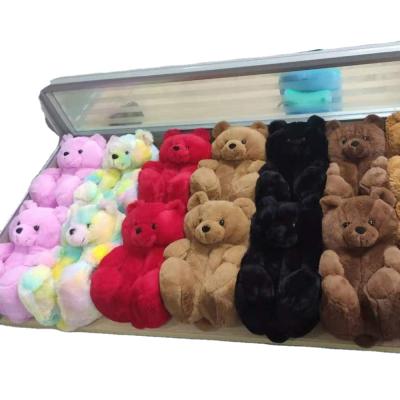 China Fashion Trend in Women's Running Teddy Bear Slippers Wholesale Furry Plush Shoes Furry Bear Plush Animal Slippers for sale