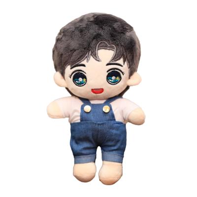 China Custom High Quality Promotional Star Stand Kpop Plush Factory Humanoid Figure Character Soft Cute Stuffed Wear Toy Doll Idol for sale