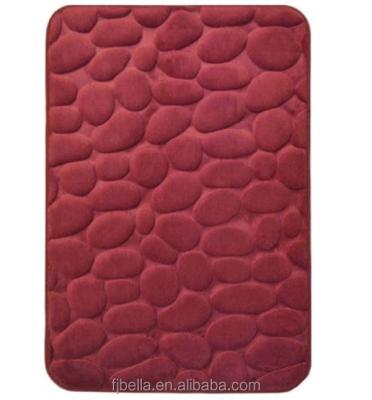 China Anti-Slip Luxury Color Memory Foam Pebble Bathroom Floor Super Soft Stone Bath Mat Plain - Burgundy for sale