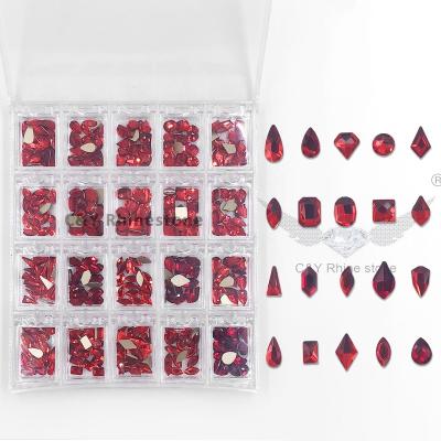 China Luxury Nail D Nail Art Crystals Rhinestones Rhinestone Crystal For Nails Crystal Decoration Red Glass Nail for sale