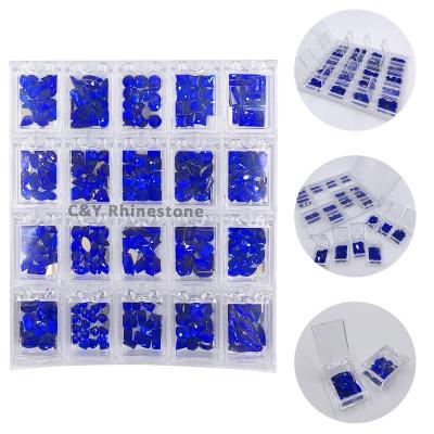 China 3d Fix Flatback Glass Not Hot Rhinestone Kit For Nails Crystal Box Shaped Nail Diamond Rhinestones for sale