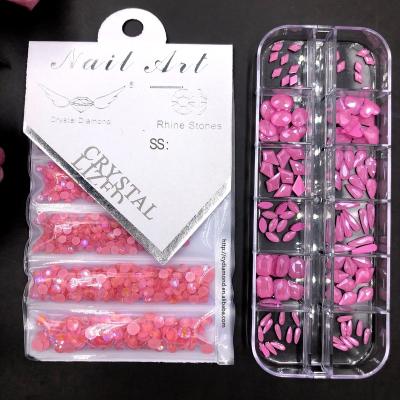 China Flat Back Nail Art Pink Rhinestone For Nail Art Decoration Rhinestones In Bulk Flatback Nails Neon Rhinestones for sale