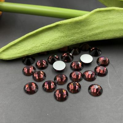 China Wholesale Flatback C&Y Flatback Crystal Glass Purple Amethyst Loose Black Round Rhinestone for sale