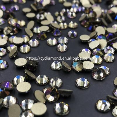 China Nail Art Flat Back Rhinestone For Sizes SS3-SS20 Flatback Crystal Glass Stones Nails 3D Nail Art Golden Plantom for sale