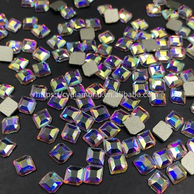 China Shiny Flatback ab Crystal Diamond Square Shape 3D Fake Nail Stone For Nail Decoration for sale