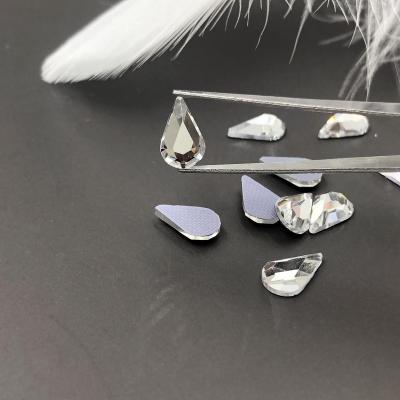 China Large Flatback Nails Stone Flatback Garment Glue On Nail Shaped Craft Crystal Clear Teardrop Rhinestones Hot Fix for sale