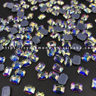 China Flatback Hotfix Bottom Airplane Crystal Flatback Octagon Rhinestones For Nail Art for sale