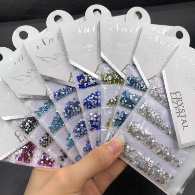 China C&Y 3d Crystal Glass Nails Glass Stones Colors Charm Nail Art Decoration Design Mix Rhinestone for sale