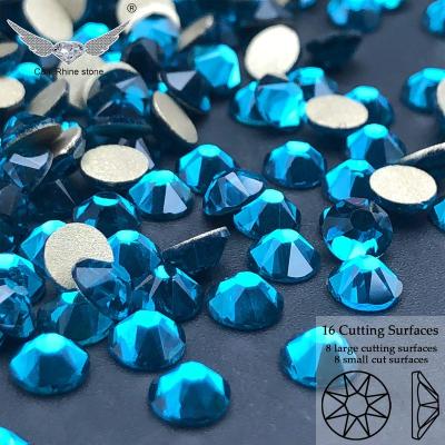 China Flatback C&Y 2088 16 SS20 Peacock Blue Cut Facets Nail Stones Crystal Diamond Non Hotfix Rhinestones for sale