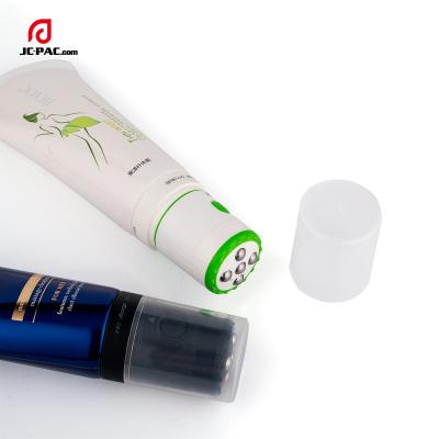 China New Product Cosmetic Massage Rollerball Applicator Tube Detergent 100ml 120ml Essence Body Cream Plastic Vibrating Facial Tube for sale