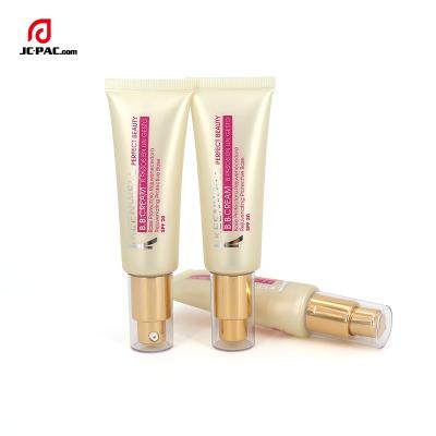 China Custom Logo Cosmetic Airless Pump Cosmetic Plastic Tube For Eye Cream Sunscreen Packaging for sale