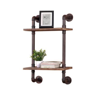 China Wall Farmhouse Scandinavian Wooden Black Metal Iron Storage Shelf Hanging Decorative Display Rack for sale