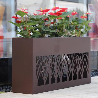 China Garden Outdoor Pots Large Square Metal Firm Bulk Planter Box Flower Stand for sale