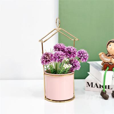 China Art farmhouse Nordic gold iron vase decoration living room table top hydroponic decoration dried flowers and flowers for sale