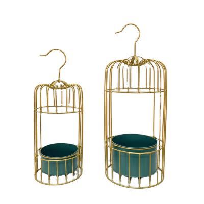 China Nordic Creative Shelf Floor Office Display Stand Panel Flower Wrought Iron Birdcage Birdcage Indoor Garden Mul for sale