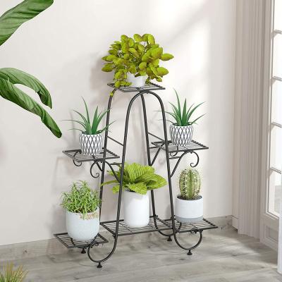 China Firm Multi-Layer Stepped Flower Pot Rack, Metal Plant Rack, Living Room Balcony Decoration Shelf for sale