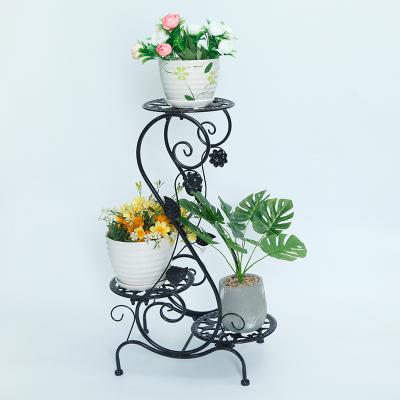 China Firm European Style Wrought Iron Metal Flower Pot Stand, Wedding Decoration Rack for sale