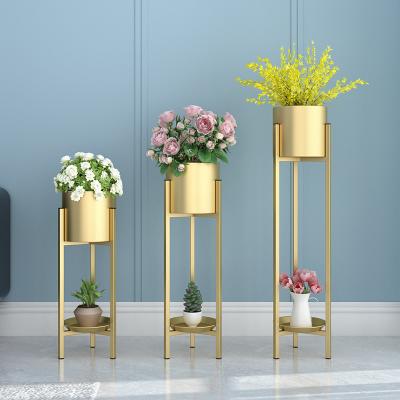 China New Golden Mid Century Sale Indoor Potted Flower Plant Rack Iron Plant Stand Metal Flower Plant Pot Firm Hot Modern Tall Planters Racks for sale