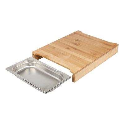 China Sustainable High Quality Cutting Board With Tray Containers Bamboo Kitchen Cutting Board With Food Storage Drawer for sale