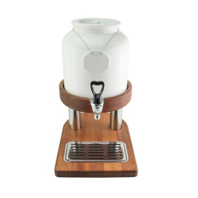 China High Quality Ceramic Buffet Coffee 6.5L Milk Beverage Dispenser With Wooden Base for sale