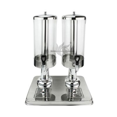 China Buffet Double Tanks Round Shape Stainless Steel Juice Dispenser For Hotel for sale